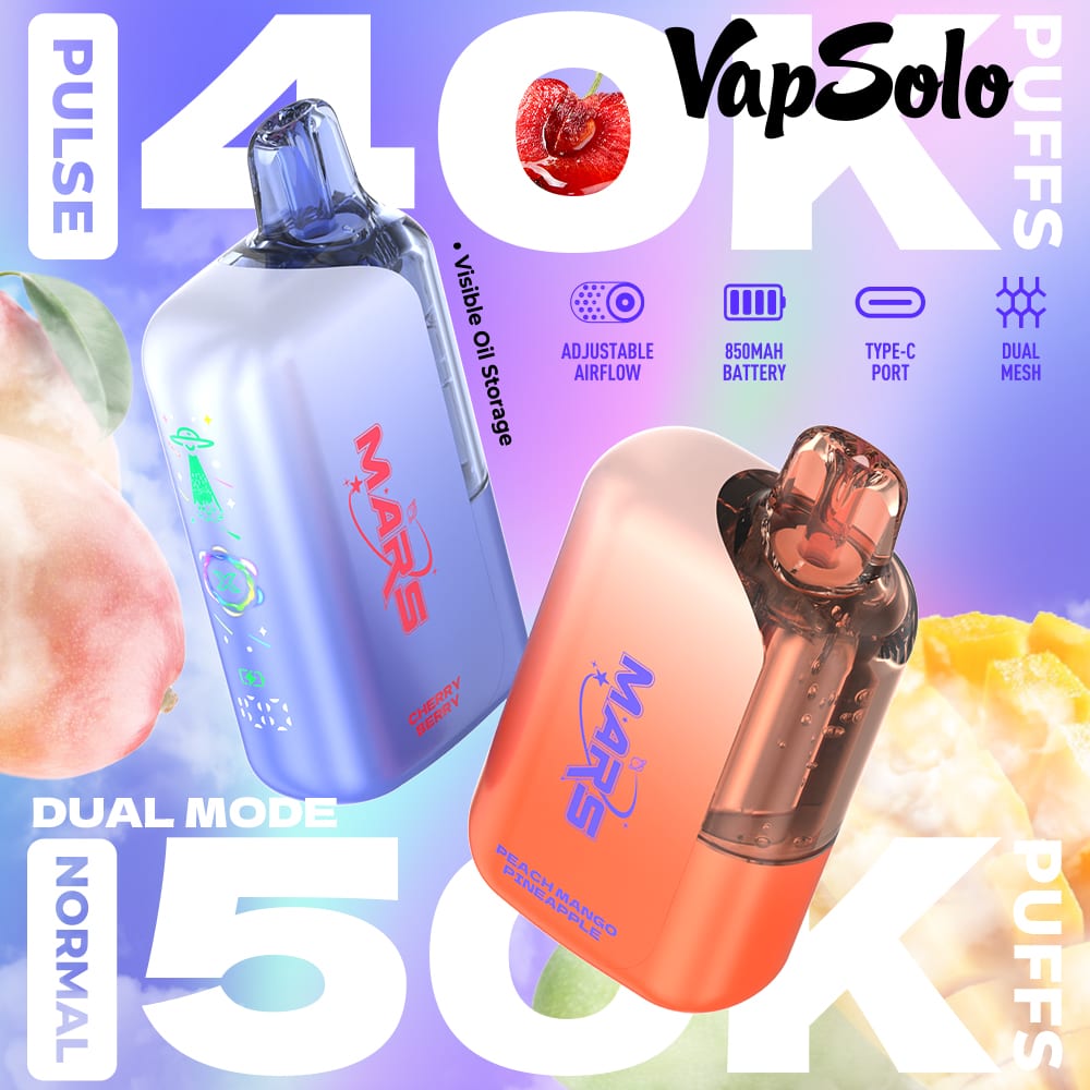 Vapsolo MARS 50000 eldobható vape – 50 000 puff, átlátszó tartályos nagyker modell