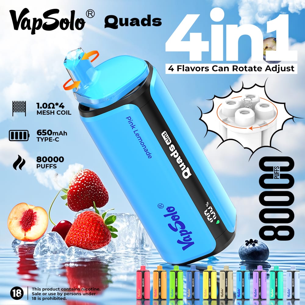 Vapsolo Quads 80000 eldobható vape – 80 000 puff, 4 az 1-ben nagyker modell