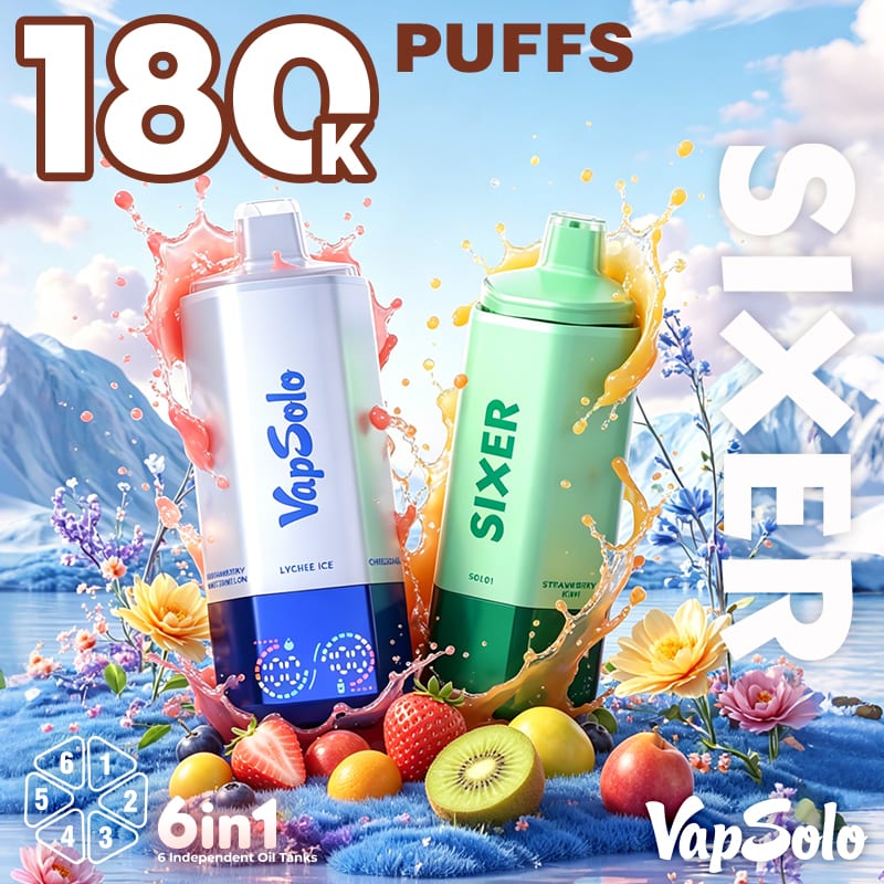 Vapsolo SIXER 180000 eldobható vape – 180 000 puff, 6 az 1-ben nagyker modell