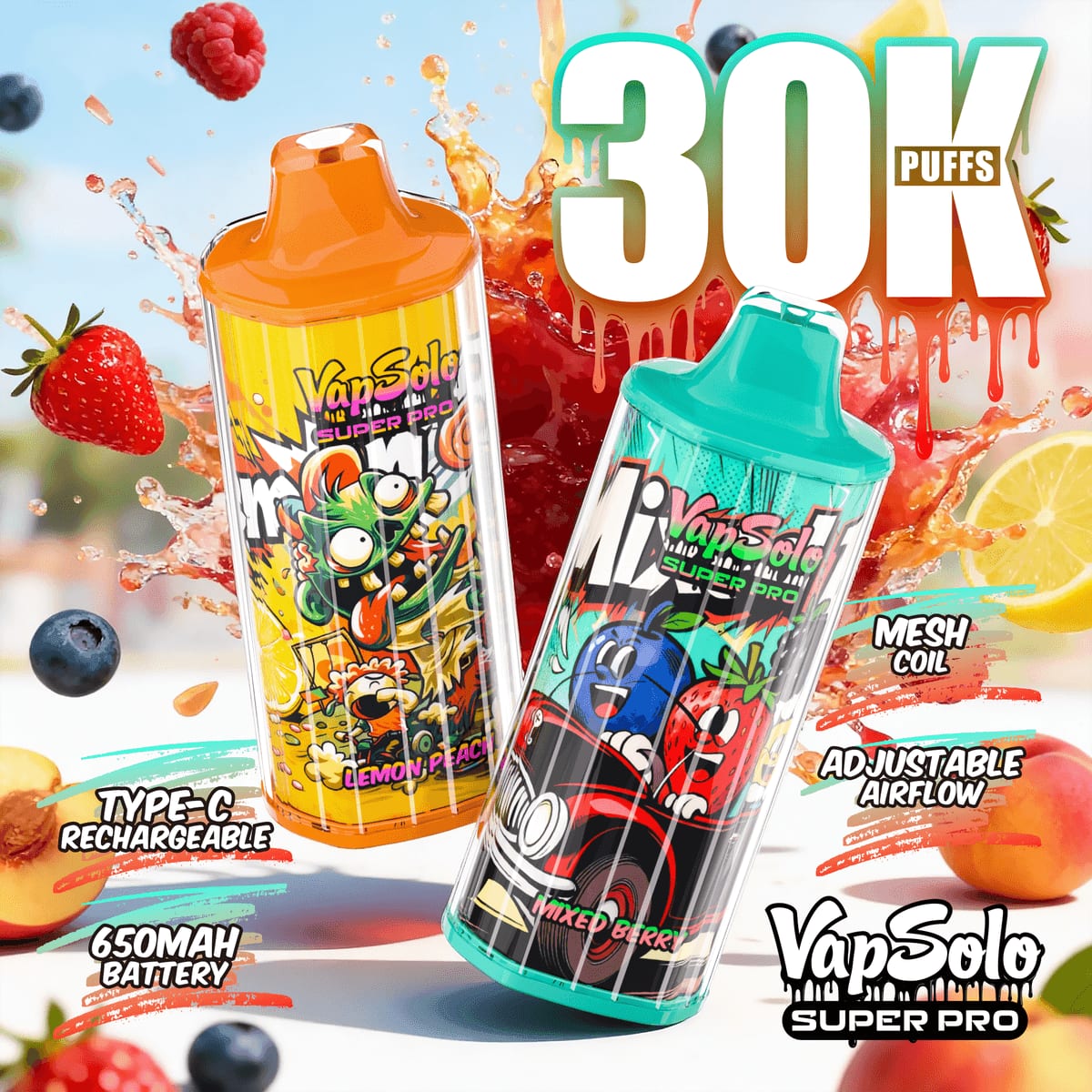 Vapsolo Super Pro 30000 eldobható vape – 30 000 puff, ár-érték nagyker modell