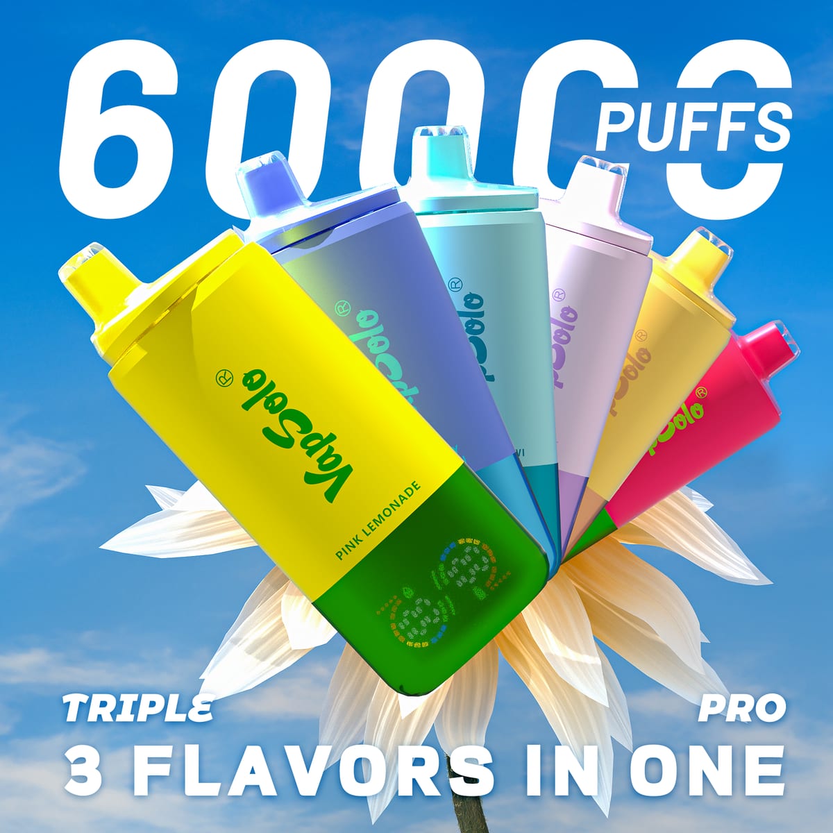 Vapsolo Triple Pro 60000 eldobható vape – 60 000 puff, 3 ízes nagyker modell