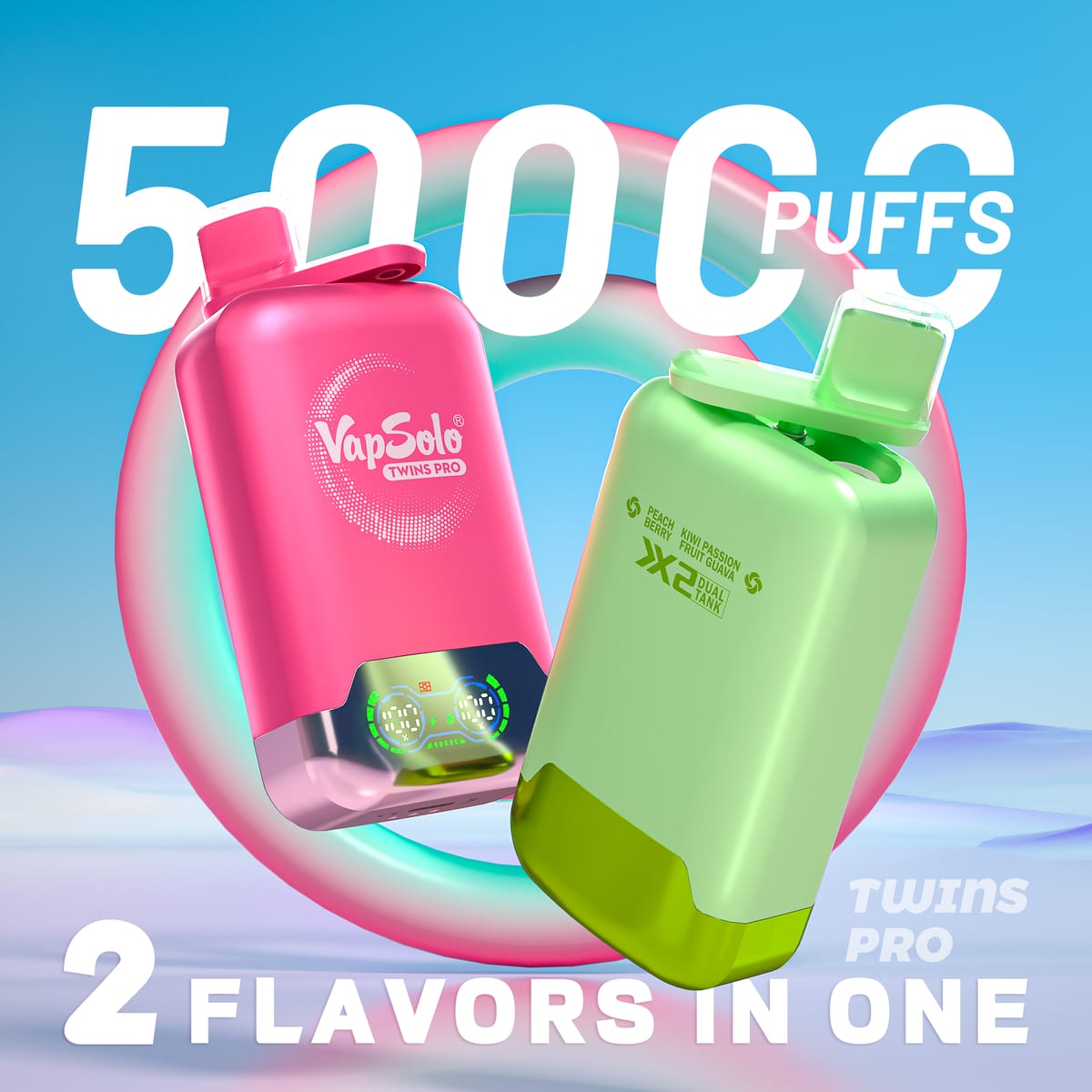 Vapsolo Twins Pro 50000 eldobható vape – 50 000 puff, 2 az 1-ben nagyker modell